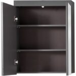 Bathroom Mirror Cabinet - AMANDA - 2 mirror doors - Grey - 60x17x77cm - Image 3