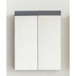 Bathroom Mirror Cabinet - AMANDA - 2 mirror doors - Grey - 60x17x77cm - Image 4