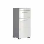 Bathroom base unit - AMANDA - 1 door + 1 drawer - L37 x D31 x H79 cm - Glossy Grey - Image 2