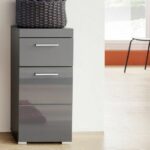 Bathroom base unit - AMANDA - 1 door + 1 drawer - L37 x D31 x H79 cm - Glossy Grey