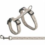 Harness with leash - TRIXIE - 2745 cm / 13 mm - 1.20 m - Grey / Pink