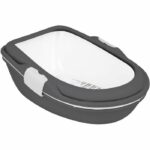 TRIXIE Primo litter box, with rim - XXL - 56 x 25 x 71 cm - Gray and white - For cats