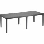 Queen outdoor dining table with rattan effect - Anthracite - 220 x 90 x 72 cm