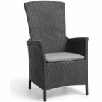 VERMONT Multiposition armchair in woven rattan look resin - Gray
