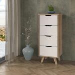 Clumard 4 drawers - in particle panels - Chene and white decor - Contemporary - L 45 x D 42 x H 108 cm - Image 2