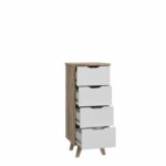 Clumard 4 drawers - in particle panels - Chene and white decor - Contemporary - L 45 x D 42 x H 108 cm