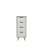 Clumard 4 drawers - in particle panels - Chene and white decor - Contemporary - L 45 x D 42 x H 108 cm - Image 3