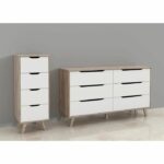 Clumard 4 drawers - in particle panels - Chene and white decor - Contemporary - L 45 x D 42 x H 108 cm - Image 4