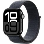 Apple Watch Series 10 GPS - 42mm - Jet Black Aluminum Case - Ink Sport Loop Strap