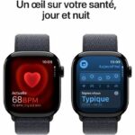 Apple Watch Series 10 GPS - 42mm - Jet Black Aluminum Case - Ink Sport Loop Strap - Image 5
