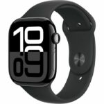 Apple Watch Series 10 GPS - 46mm - Jet Black Aluminum Case - Black Sport Band - S/M