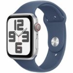 Apple Watch SE GPS + Cellular - 44mm - Silver Aluminum Case - Denim Sport Band - M/L