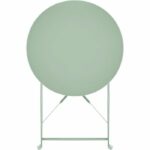 Bistro set for 2 people - 60 cm round table with 2 chairs - Powder-coated steel - Celadon green - Image 5