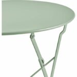 Bistro set for 2 people - 60 cm round table with 2 chairs - Powder-coated steel - Celadon green - Image 6