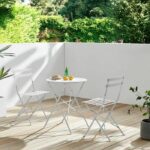 Bistro set - Garden meal set - Folding table Diam. 60 cm + 2 chairs - Heat steel - Gray - Image 2