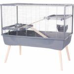 Raised rodent cage - Zolux - Néolife - 2 levels for rabbits - 99 x 54 x 92 cm - Grey