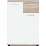 Jacky Small Buffet Storage Cabinet - Matted White and Sonoma Chene - Classic - L 60 cm