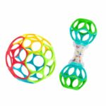 BRIGHT STARS O'Ball Baby Gift Set with 2 Baby Toys: a Rattle and a Classic O Ball in Red, Yellow, Blue and Green – Bild 2