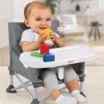 BRIGHT STARTS Compact Folding Booster Seat - Pop 'N Sit, Removable Tray, Ultra Compact, Carry Bag Included - Image 2