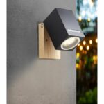 BRILLIANT - GALENI Outdoor wall light - black/natural color - metal/glass GU10 1x20W - Image 2