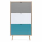 CUBA Shoe cabinet 18 pairs - Sonoma oak and light gray decor - L 70 x D 24 x H 127 cm - Image 2