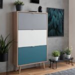 CUBA Shoe cabinet 18 pairs - Sonoma oak and light gray decor - L 70 x D 24 x H 127 cm - Image 3