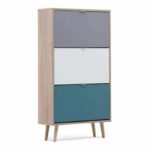 CUBA Shoe cabinet 18 pairs - Sonoma oak and light gray decor - L 70 x D 24 x H 127 cm - Image 4