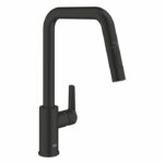 Kitchen faucet - Single-lever sink mixer - Matte black - High U-shaped spout - Pull-out spray - GROHE Start - 306312430
