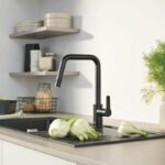 Kitchen faucet - Single-lever sink mixer - Matte black - High U-shaped spout - Pull-out spray - GROHE Start - 306312430 - Image 3