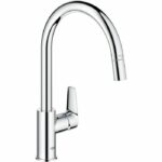 Kitchen faucet - Single-lever sink mixer - Chrome - High C-shaped spout - Pull-out aerator - GROHE StartEdge - 30550000