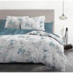 Duvet cover set 220x240 cm HOME LINGE PASSION POMPADOUR: Duvet cover + 2 pillowcases - 100% Cotton 57 Threads - White/blue - Image 2