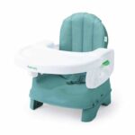 INGENUITY Deluxe Foldable Booster Seat Turquoise, Portable with Tray and Straps Included