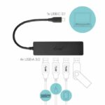 USB-C HUB I-TEC with 4 USB 3.0 Ports with Integrated Cable 20cm - Image 3