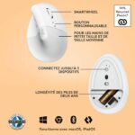 Logitech Lift Ergonomic Vertical Wireless Mouse, Bluetooth or Logi Bolt USB Receiver, Silent - Off-White - Image 6