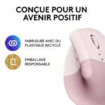 Logitech Lift Ergonomic Vertical Wireless Mouse, Bluetooth or Logi Bolt USB Receiver, Silent - Pink - Image 5