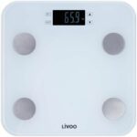 LIVOO DOM427W - Body weighing scale - 13 user memories - 180 kg - Tempered glass LCD display tray - White
