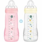 Set of 2 Bottles - MAM BABY - Easy Active - +6 months - 330 ml - X flow teat - Berry + Pearl