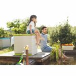 PLASTIKEN Lockable chest with wheels - 190 L - Functional and aesthetic - Beige and Pistachio - Image 3