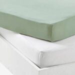 Set of 2 fitted sheets - P'TIT DODO - Jersey - 70 x 140 cm - White / Grey green - Image 2