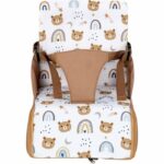 Portable booster seat - TINEO - 30 x 28 x 13 cm - Ultra Compact - Camel / Bears - Image 3