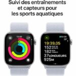 Apple Watch Series 10 GPS + Cellular - 46mm - Silver Aluminum Case - Blue Cloud Sport Loop Strap - Image 4