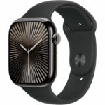 Apple Watch Series 10 GPS + Cellular - 46mm - Slate Titanium case - Black Sport Band - M/L