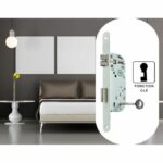 Mortise lock with key - YALE - Y75R-A40/B/SC - 40 mm axle, 135 mm body - NF Level 2 certified - White, Strike plate and key included - Image 2