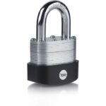 YALE 50 mm laminated steel exterior padlock, case hardened steel shackle, 3 keys