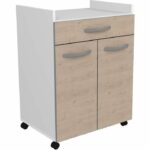 Oslo served 60 cm - 1 drawer and 1 door - L 60 x D 44 x H 81 cm - Chene color