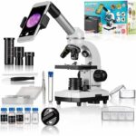 Biolux SEL microscope with zoom system - BRESSER JUNIOR - 40x-1600x magnification - smartphone holder - white hard case