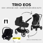 CYBEX EOS BLACK Moon Black Trio Stroller Pack: 2in1 convertible stroller + Aton B2 i-size car seat + Convertible carrycot hammock - Image 2