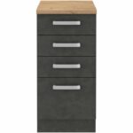 Low cabinet 4 drawers with worktop - matt gray - L 40 x D 51.6 x H 85 cm - lassen - Image 2