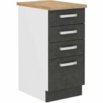 Low cabinet 4 drawers with worktop - matt gray - L 40 x D 51.6 x H 85 cm - lassen