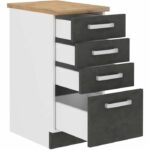 Low cabinet 4 drawers with worktop - matt gray - L 40 x D 51.6 x H 85 cm - lassen - Image 3